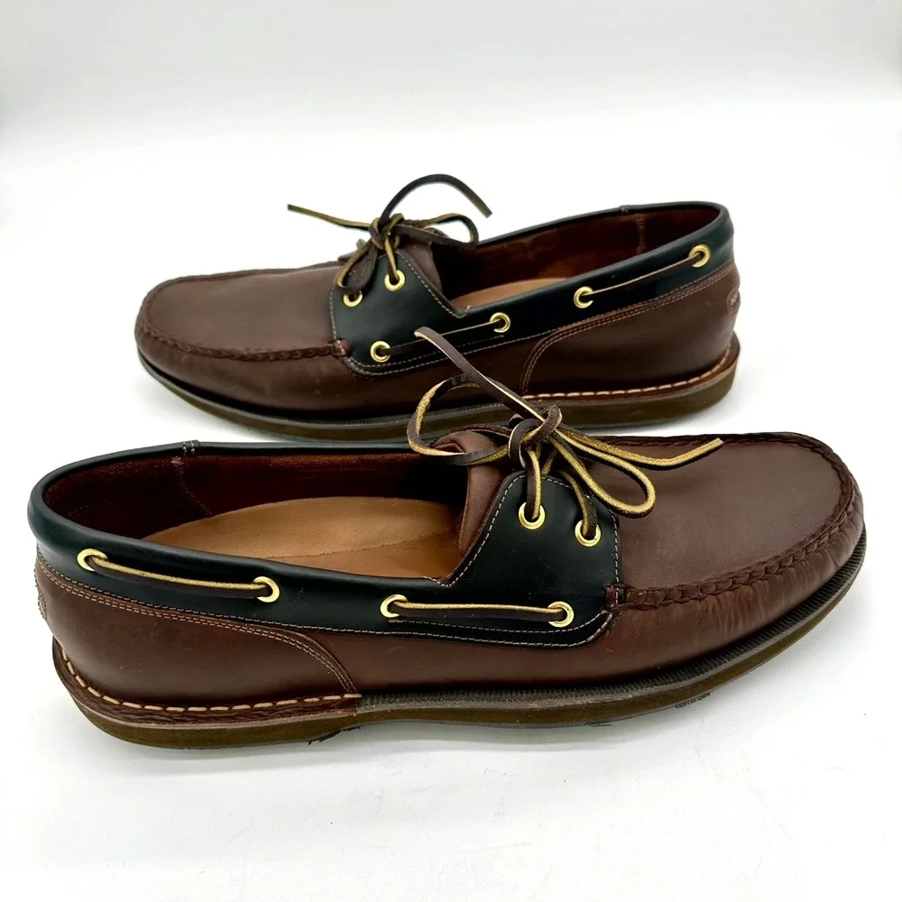 Rockport Men's Size 14 Leather Boat Shoes K71275 Chocolate/Bark
